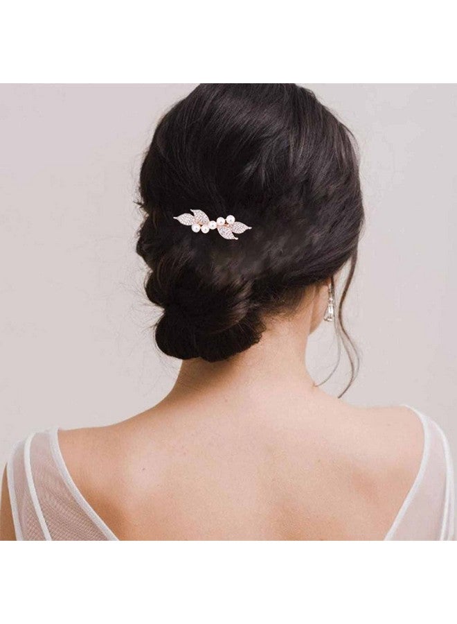 Yheakne مشبك شعر لؤلؤي مزين بالأحجار الكريمة لتاج العروس - مشبك شعر لامع - إكسسوارات شعر للنساء والفتيات (ذهبي شامبانيا) - Image 2