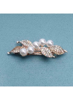 Yheakne Bridal Pearl Rhinestone Hair Clip Comb Shining Headwear Crystal Hair Clamp Barrette Wedding Headpieces Hair Accessories For Women And Girls (Gold Champagne)  - Image 3