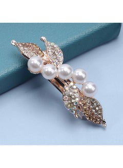 Yheakne Bridal Pearl Rhinestone Hair Clip Comb Shining Headwear Crystal Hair Clamp Barrette Wedding Headpieces Hair Accessories For Women And Girls (Gold Champagne)  - Image 5