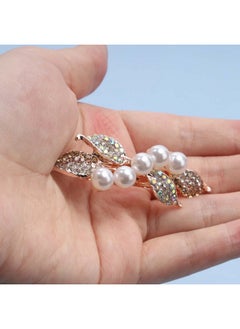 Yheakne Bridal Pearl Rhinestone Hair Clip Comb Shining Headwear Crystal Hair Clamp Barrette Wedding Headpieces Hair Accessories For Women And Girls (Gold Champagne)  - Image 4