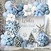 Ceeulvu Winter Wonderland Balloon Arch Kit Dusty Blue White Snowflake Star Balloons for Winter Onederland Party FrozenThemed Party Decor Baby Shower Christmas or Winter Birthday Decorations - Image 2