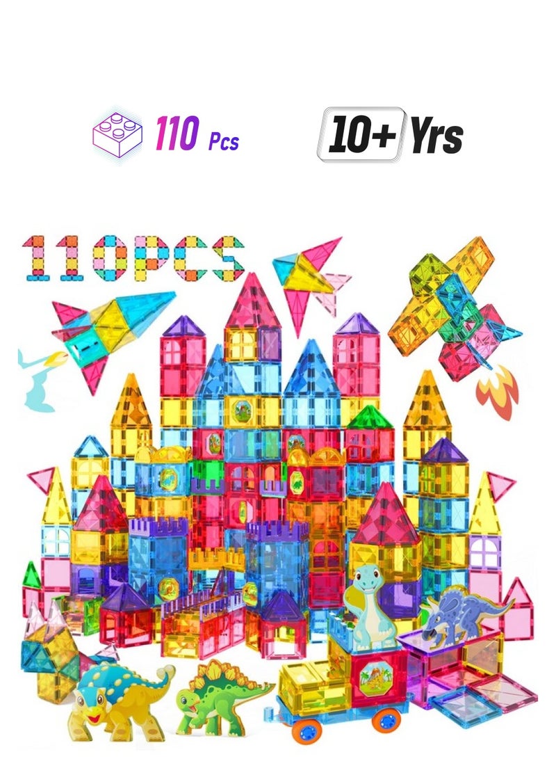 Jasonwell Magnetic Tiles Building Blocks Set For Boys Girls Preschool Educational Magnet Construction Kit Stacking Stem Toys Christmas Birthday Gifts For Kids Toddlers 3 4 5 6 7 8 9 10 + Year Old  - Image 1