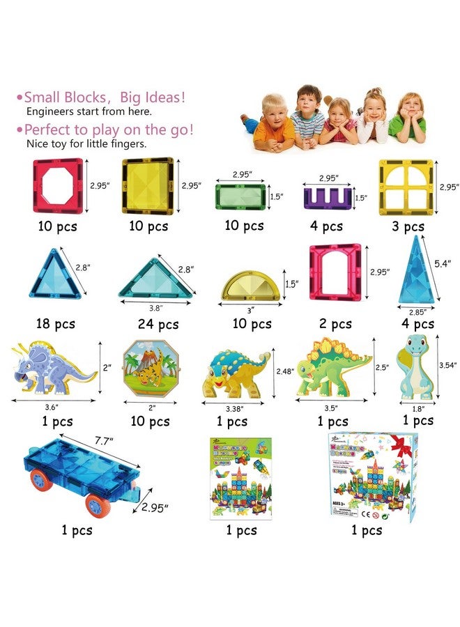 Jasonwell Magnetic Tiles Building Blocks Set For Boys Girls Preschool Educational Magnet Construction Kit Stacking Stem Toys Christmas Birthday Gifts For Kids Toddlers 3 4 5 6 7 8 9 10 + Year Old  - Image 4