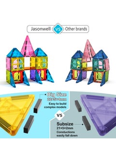 Jasonwell Magnetic Tiles Building Blocks Set For Boys Girls Preschool Educational Magnet Construction Kit Stacking Stem Toys Christmas Birthday Gifts For Kids Toddlers 3 4 5 6 7 8 9 10 + Year Old  - Image 3