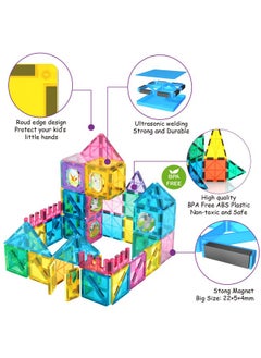 Jasonwell Magnetic Tiles Building Blocks Set For Boys Girls Preschool Educational Magnet Construction Kit Stacking Stem Toys Christmas Birthday Gifts For Kids Toddlers 3 4 5 6 7 8 9 10 + Year Old  - Image 2