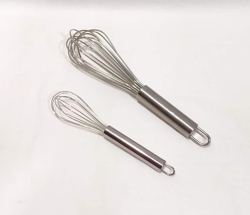 Bakers Pardise Set of 2 Stainless Steel Whisker Batter Mixer Hand Blender Egg Beater 8 Inch 10 Inch - Image 2