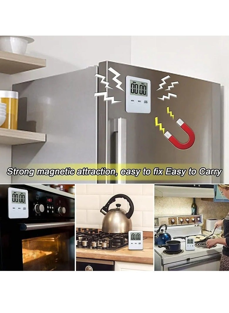 AROAQ Digital Timer, 1pc Small Count Down/up Clock with Magnetic Attachment, Big LCD Display Loud Sounds Minute Second Kitchen Timer for Games, Cooking, Classroom, (Green) - Image 3