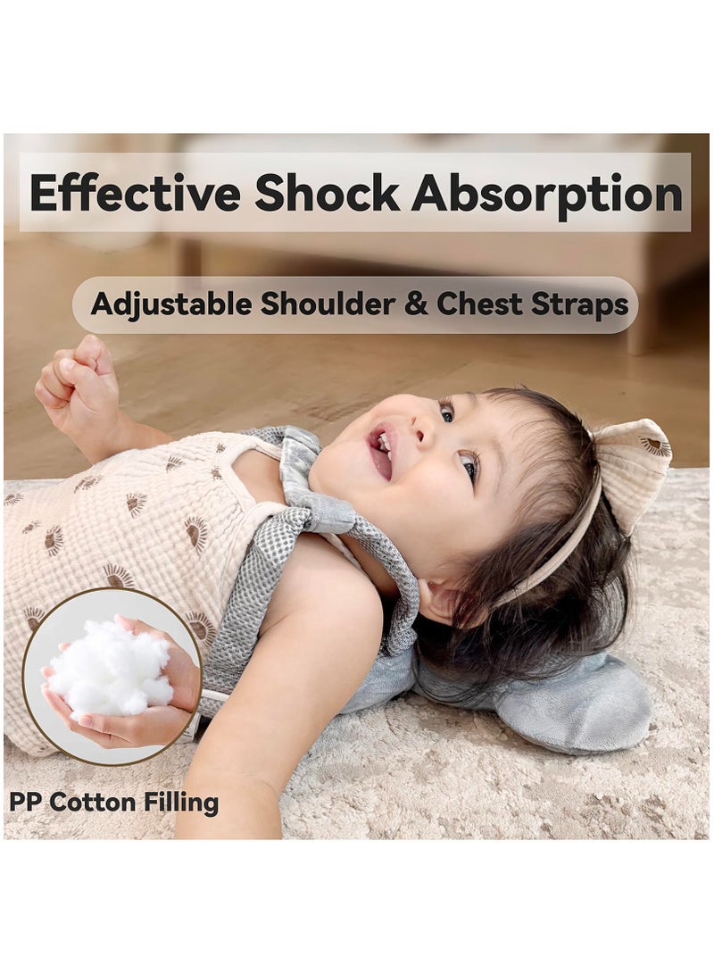 Flushrenic Infant head protection backpack, infant head protection pad, adjustable backpack strap with horizontal fastening strap, essential safety belt for infants who are prone to falling, crawling, and walking, infant koala toy helmet, suitable for infants and toddlers - grey koala. - Image 2