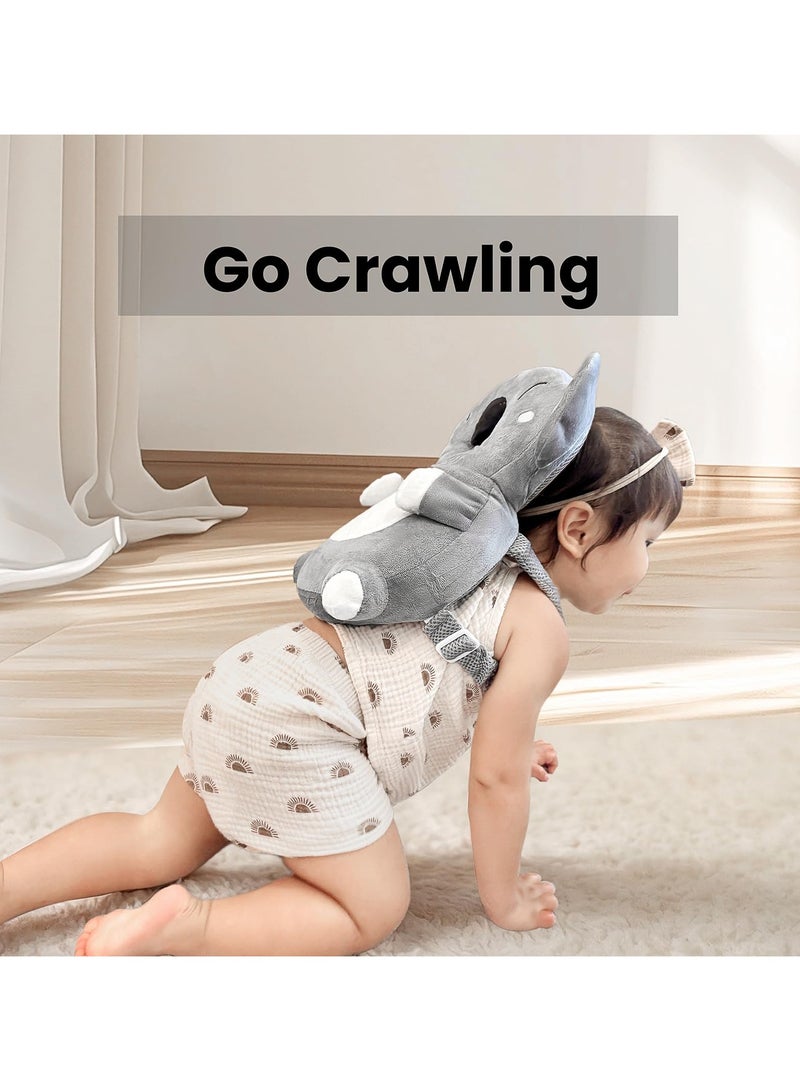 Flushrenic Infant head protection backpack, infant head protection pad, adjustable backpack strap with horizontal fastening strap, essential safety belt for infants who are prone to falling, crawling, and walking, infant koala toy helmet, suitable for infants and toddlers - grey koala. - Image 5