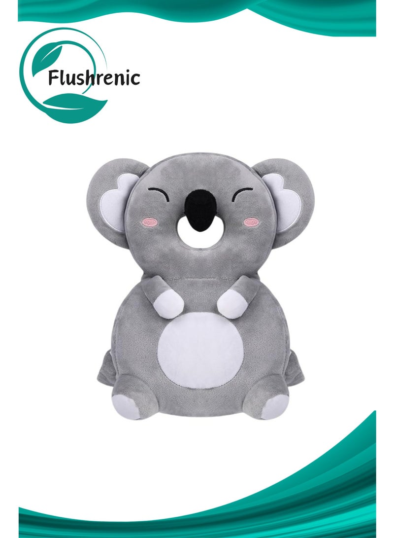 Flushrenic Infant head protection backpack, infant head protection pad, adjustable backpack strap with horizontal fastening strap, essential safety belt for infants who are prone to falling, crawling, and walking, infant koala toy helmet, suitable for infants and toddlers - grey koala. - Image 1
