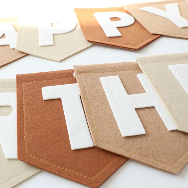 HODIHIWI Felt Boho Brown Happy Birthday Banner Decorations for Boys Men Pets Handmade Party Backdrop - Image 2