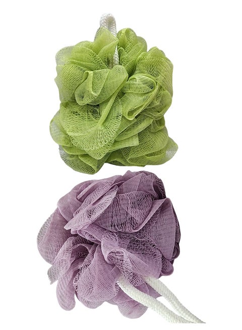 2-Piece Mesh Bath Towel Sponge Loofah Multicolor 13cm