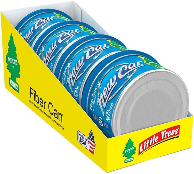 Little Trees معطر هواء السيارة LITTLE TREES علبة ألياف توفر رائحة تدوم طويلاً للسيارة أو المنزل ألياف معاد تدويرها رائحة سيارة جديدة 4 معطرات هواء - Image 5