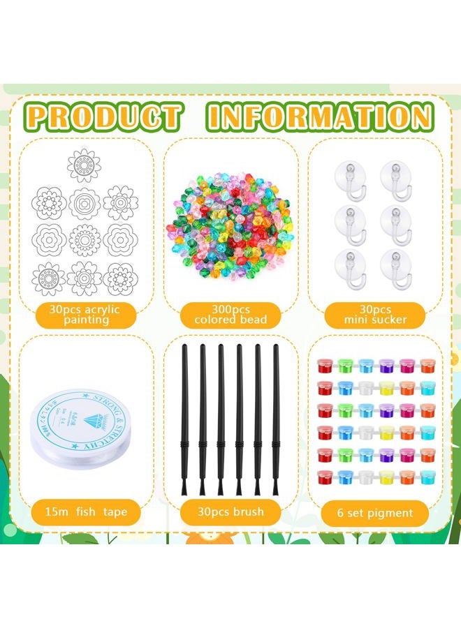 WinnerWhy 30 Sets Suncatchers Window Art Kits, DIY Sun Catchers Bulk Crafts Paint Your Own Window Ornaments for Boys Girls Classroom Home Party Birthday Activity Decor (Flower Style) - Image 5