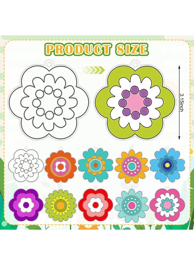 WinnerWhy 30 Sets Suncatchers Window Art Kits, DIY Sun Catchers Bulk Crafts Paint Your Own Window Ornaments for Boys Girls Classroom Home Party Birthday Activity Decor (Flower Style) - Image 3