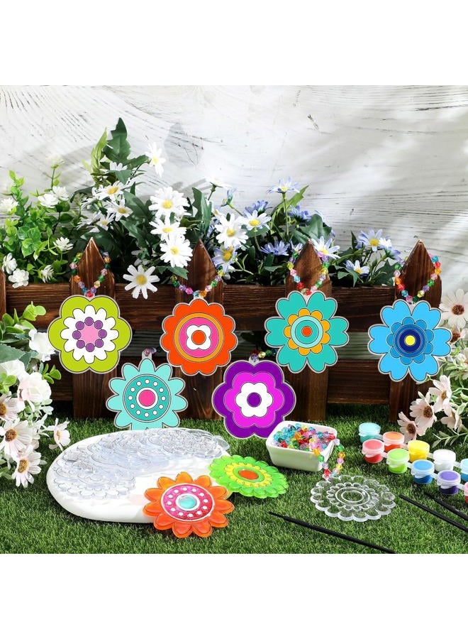 WinnerWhy 30 Sets Suncatchers Window Art Kits, DIY Sun Catchers Bulk Crafts Paint Your Own Window Ornaments for Boys Girls Classroom Home Party Birthday Activity Decor (Flower Style) - Image 2