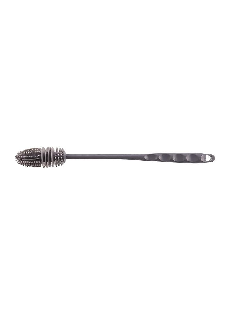 Silicone Baby Bottle Cleaning Brush with Long Handle for Water Bottles and Cups - Gray and White - Image 2