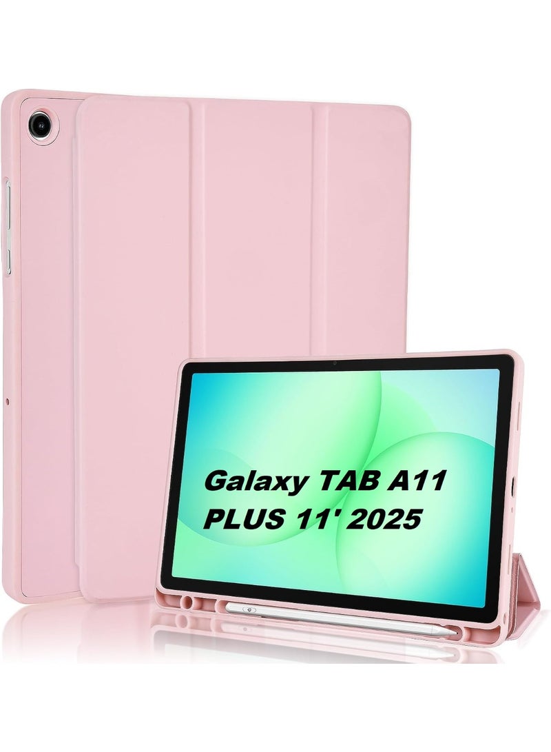 YoYoTech Case for Samsung Galaxy Tab A11+/A11 Plus 2025 Model 11 Inch Case with Pencil Holder Slot,Magnetic Closure-Slim Tablet Cover with Soft Back Auto Wake Sleep Function - Pink - Image 1