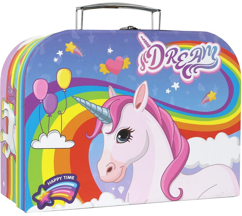 Kiddie Play Tea Set for Little Girls  Pretend Play Tea Party Set  Unicorn Design Kids Tin Tea Set with Carrying Case (15 Pcs) - Image 5