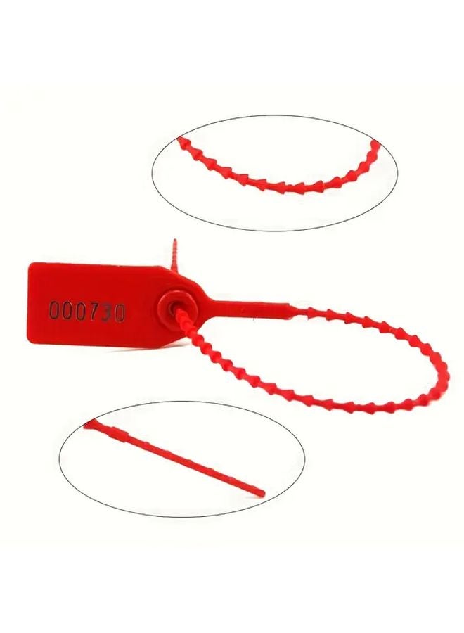 100PCS Red Plastic Tamper Seals With Zip Ties 250mm Self Locking Security Tags For Luggage - Image 4