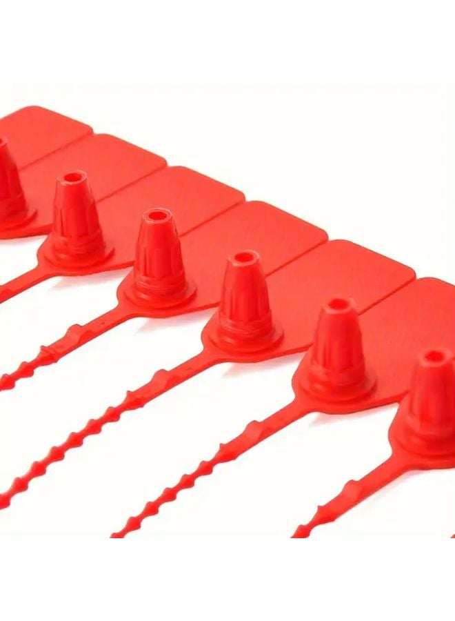 100PCS Red Plastic Tamper Seals With Zip Ties 250mm Self Locking Security Tags For Luggage - Image 5