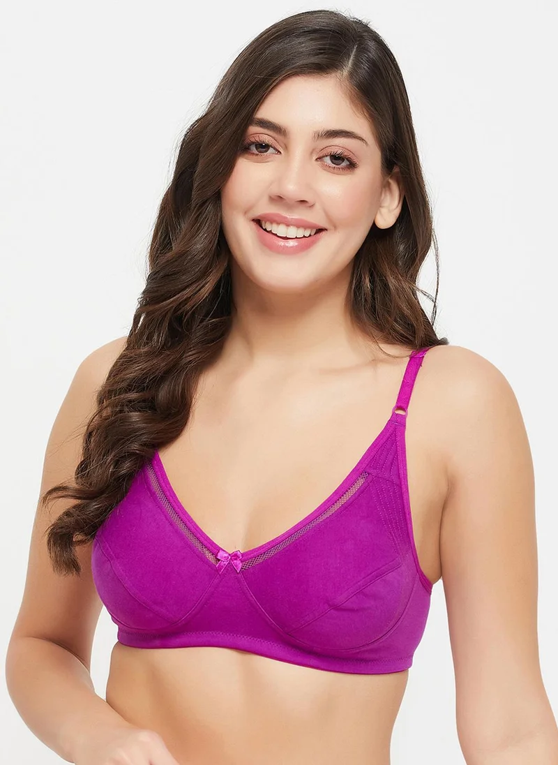 Clovia Clovia Non-Padded Non-Wired Full Cup Bra in Purple - Cotton Rich