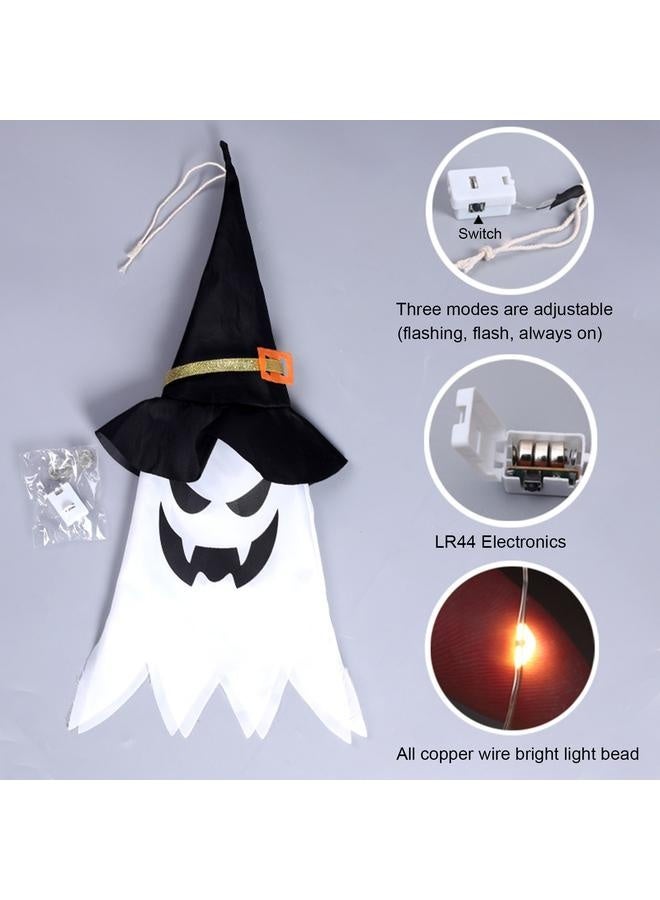 NIBEMINENT 1PC Halloween Witch Hat Hanging Light Ghost Wizard Hat Shaped LED Ghost Lamp Battery-Powered Hanging Flashing Witch Ghost Light Garden Decorative Ghost Lights for Halloween Party Bar Outdoor Decor  - Image 3