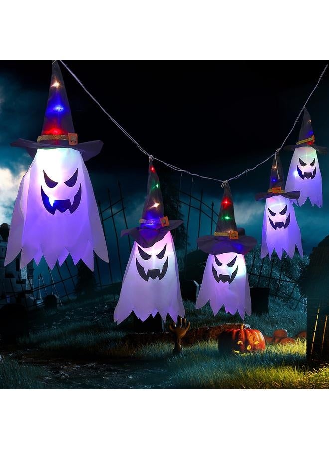 NIBEMINENT 1PC Halloween Witch Hat Hanging Light Ghost Wizard Hat Shaped LED Ghost Lamp Battery-Powered Hanging Flashing Witch Ghost Light Garden Decorative Ghost Lights for Halloween Party Bar Outdoor Decor  - Image 2