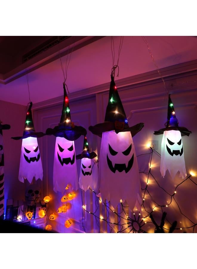 NIBEMINENT 1PC Halloween Witch Hat Hanging Light Ghost Wizard Hat Shaped LED Ghost Lamp Battery-Powered Hanging Flashing Witch Ghost Light Garden Decorative Ghost Lights for Halloween Party Bar Outdoor Decor  - Image 1