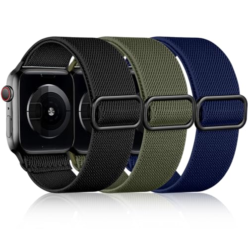 DaQin 3 Pack Stretchy Solo Loop Compatible with Apple Watch Bands for Men 49mm 46mm 45mm 44mm 42mm, Soft Nylon Braided Elastic Strap for iWatch Band Series 11 10 9 8 7 6 5 4 3 SE Ultra 3 Ultra 2 Ultra - Image 1