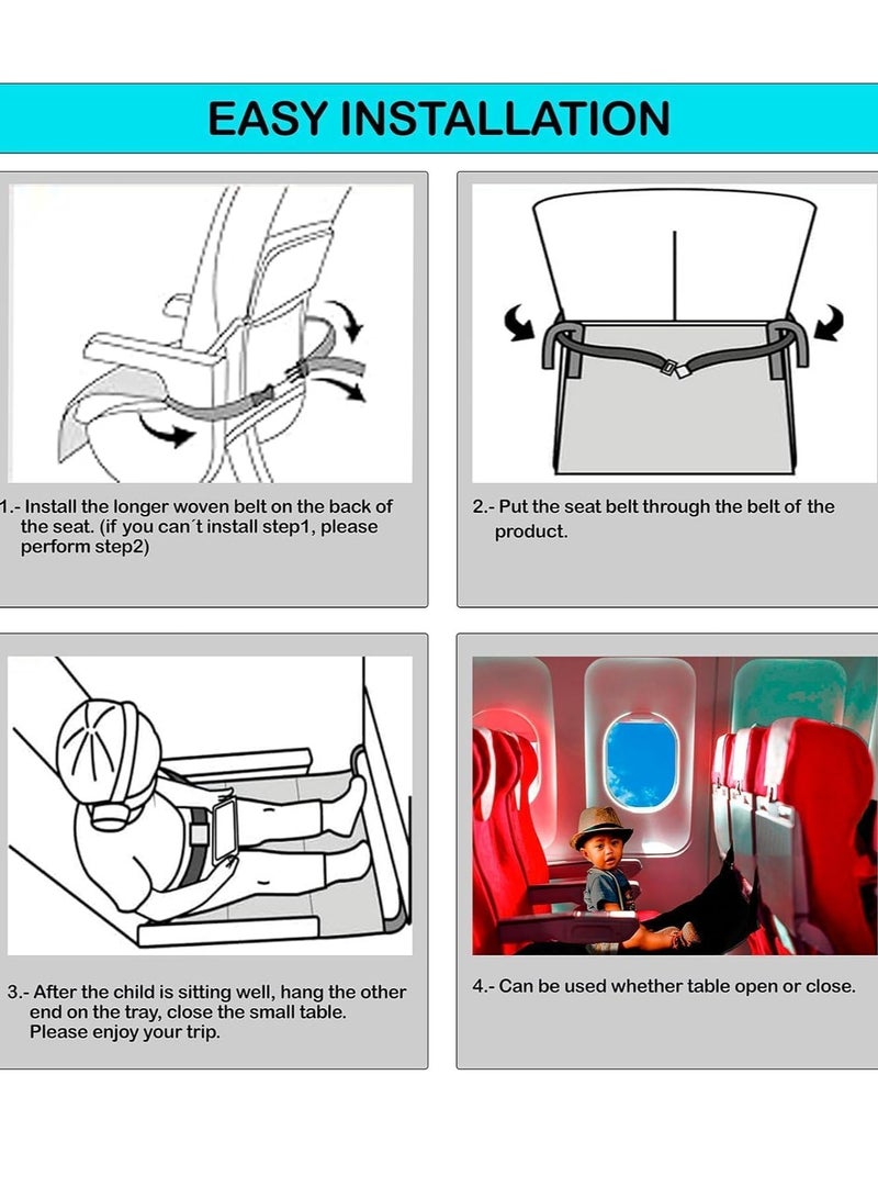 Airplane Bed for Toddler, Travel Bed,Airplane Footrest Seat Extender for Kids,Portabletravel Foot Rest Hammock for Flights,Airplane Leg Rest for Kids to Lie Down,Airplane Travel Essentials - Image 4