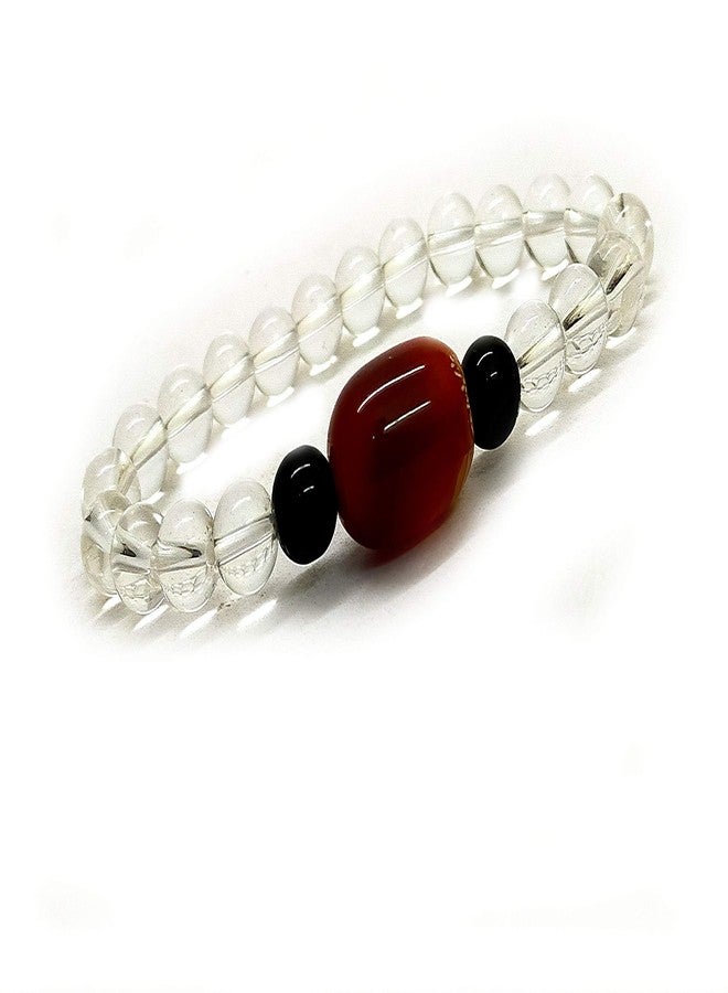 ASTROGHAR Red sulemani hakik King Agate Clear Quartz Crystal stretch bracelet - Image 4