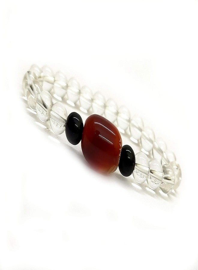 ASTROGHAR Red sulemani hakik King Agate Clear Quartz Crystal stretch bracelet - Image 1