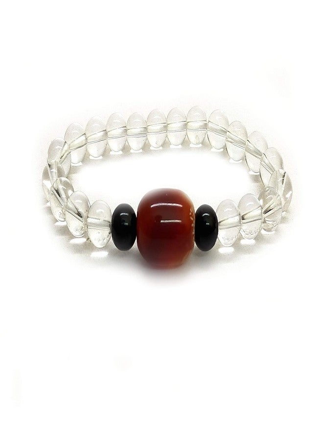 ASTROGHAR Red sulemani hakik King Agate Clear Quartz Crystal stretch bracelet - Image 3