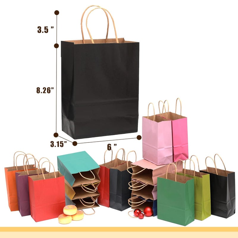qiqee 32-Packs Paper Bags with Handles Bulk 8.26"Ã—6"Ã—3.15" Small Gift Bags 16 Different Senior Color Bags Multiple Usesï¼ˆSmall Sizeï¼‰ - Image 5