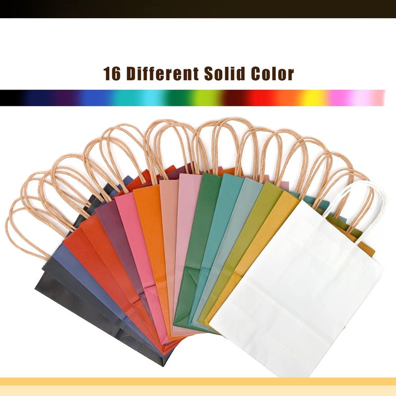 qiqee 32-Packs Paper Bags with Handles Bulk 8.26"Ã—6"Ã—3.15" Small Gift Bags 16 Different Senior Color Bags Multiple Usesï¼ˆSmall Sizeï¼‰ - Image 3