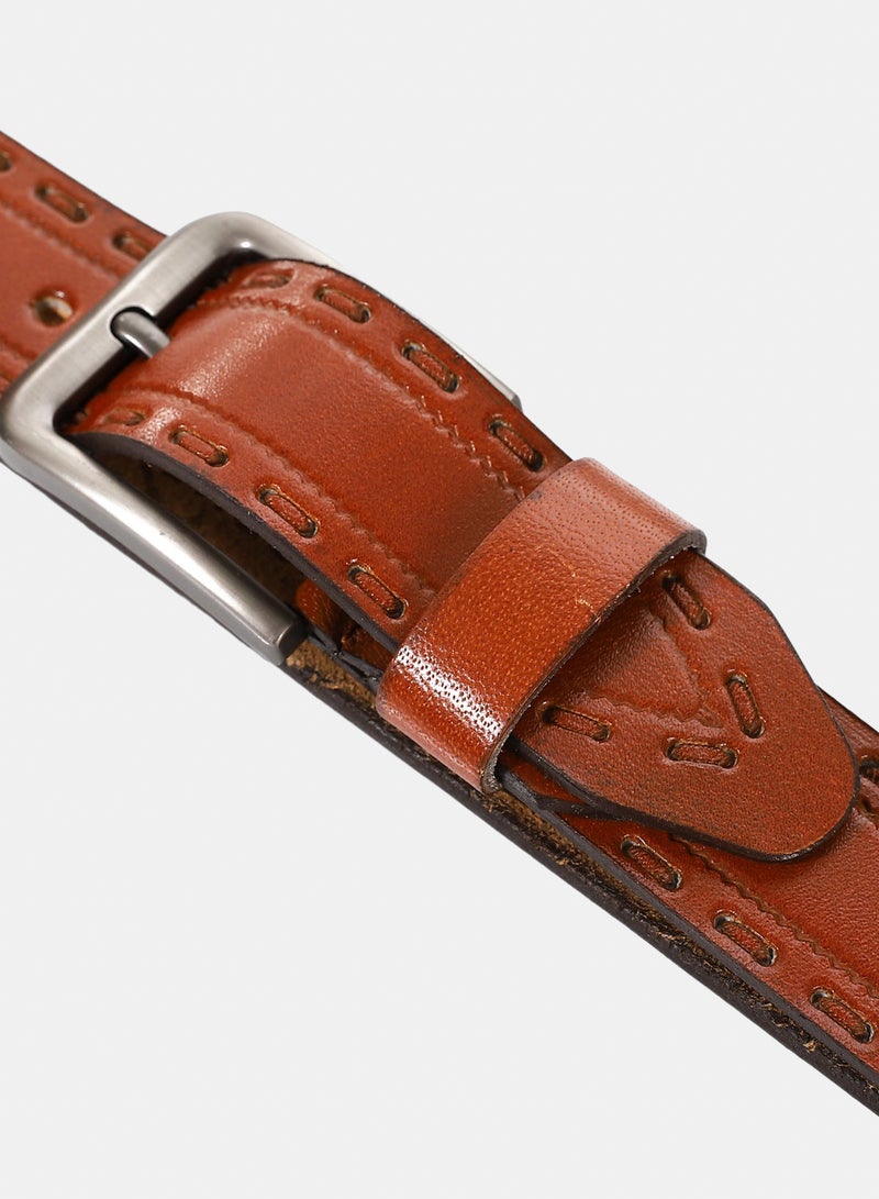 Andora Leather Belt For Men - Dark Brown - Image 3