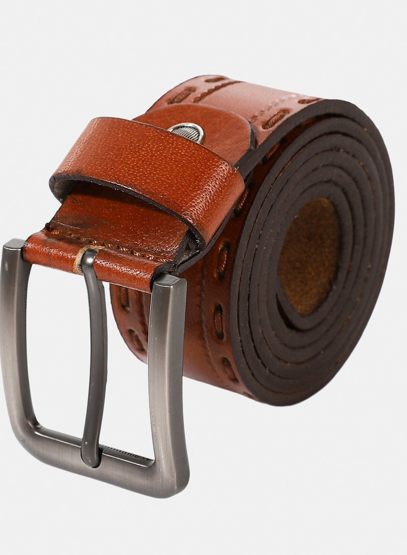 Andora Leather Belt For Men - Dark Brown - Image 1