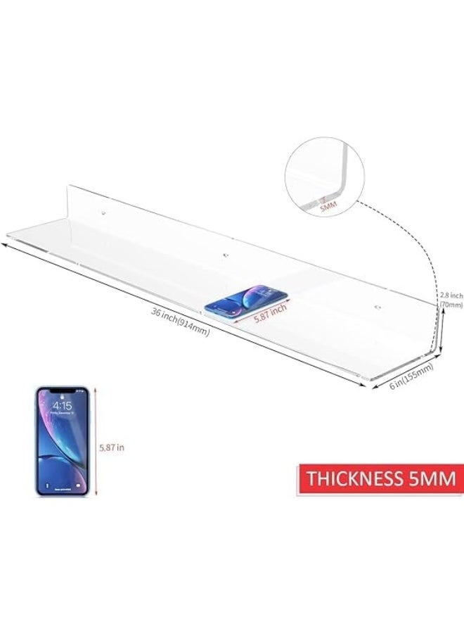 Horoof Home Horoof Home® 2-Pack Clear Acrylic Floating Wall Shelves – Modern Transparent Display Storage for Bathroom, Bedroom & Office  - Image 3
