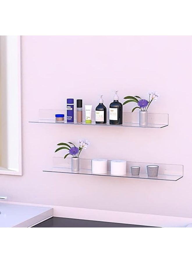Horoof Home Horoof Home® 2-Pack Clear Acrylic Floating Wall Shelves – Modern Transparent Display Storage for Bathroom, Bedroom & Office  - Image 2