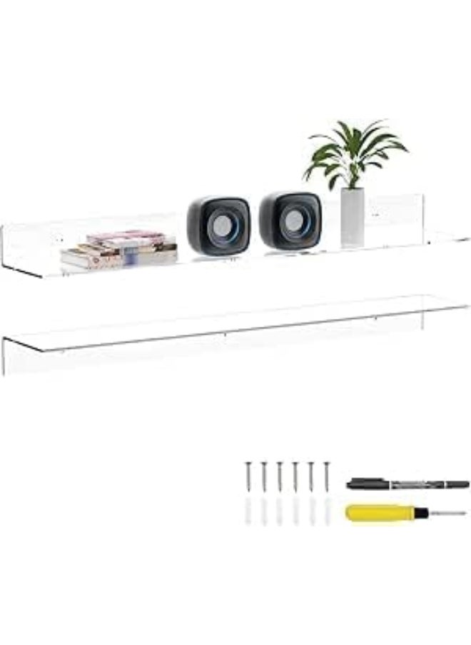 Horoof Home Horoof Home® 2-Pack Clear Acrylic Floating Wall Shelves – Modern Transparent Display Storage for Bathroom, Bedroom & Office  - Image 1