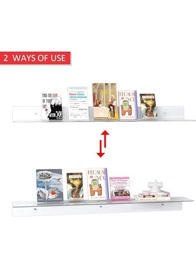 Horoof Home Horoof Home® 2-Pack Clear Acrylic Floating Wall Shelves – Modern Transparent Display Storage for Bathroom, Bedroom & Office  - Image 4