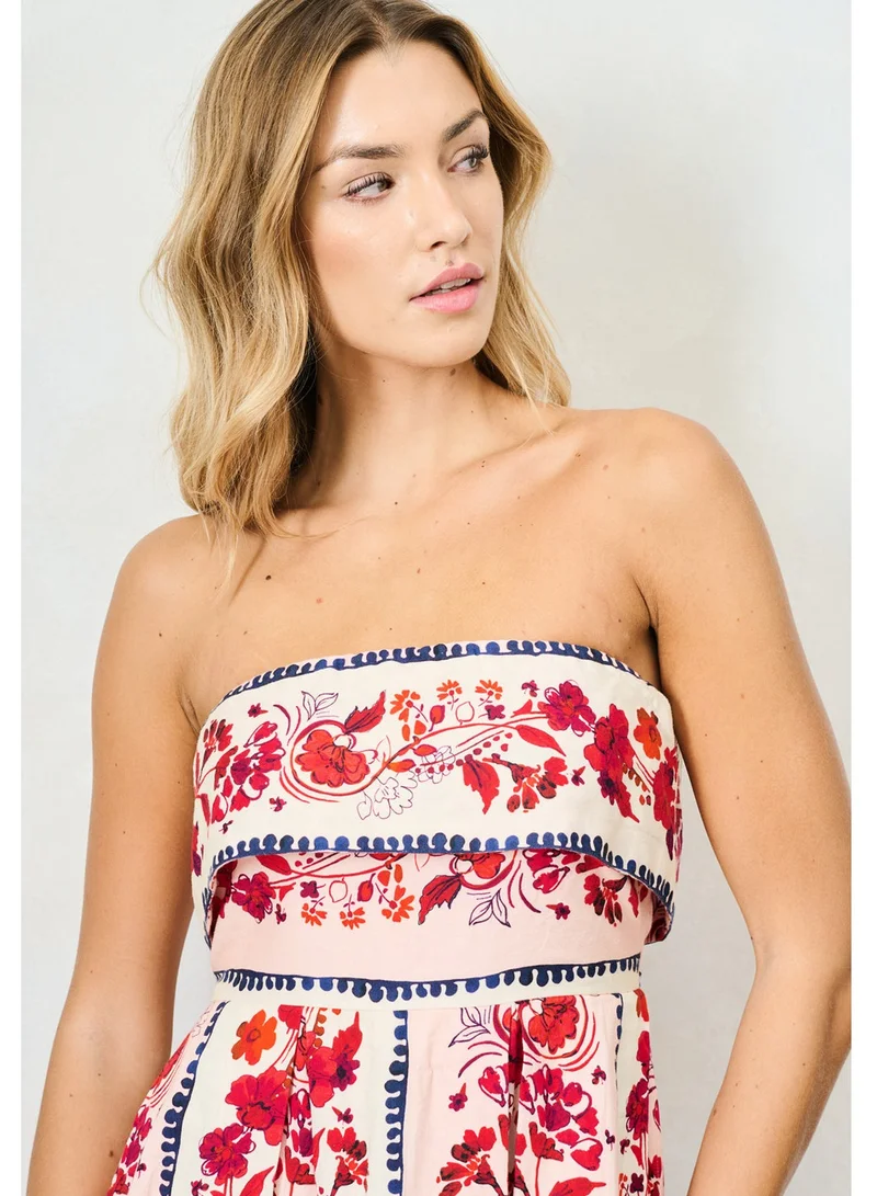 Hope & Ivy  Printed Bandeau Midi Dress for Women | Best Price UAE