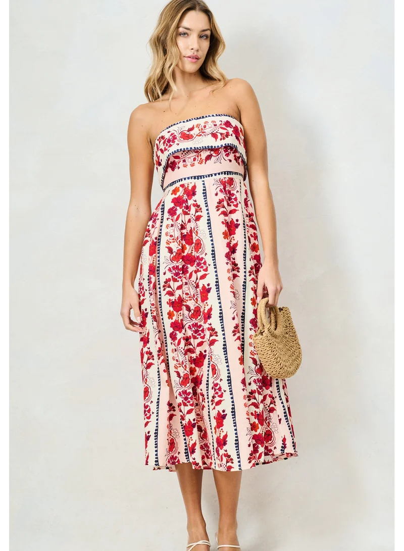 Hope & Ivy  Printed Bandeau Midi Dress for Women | Best Price UAE