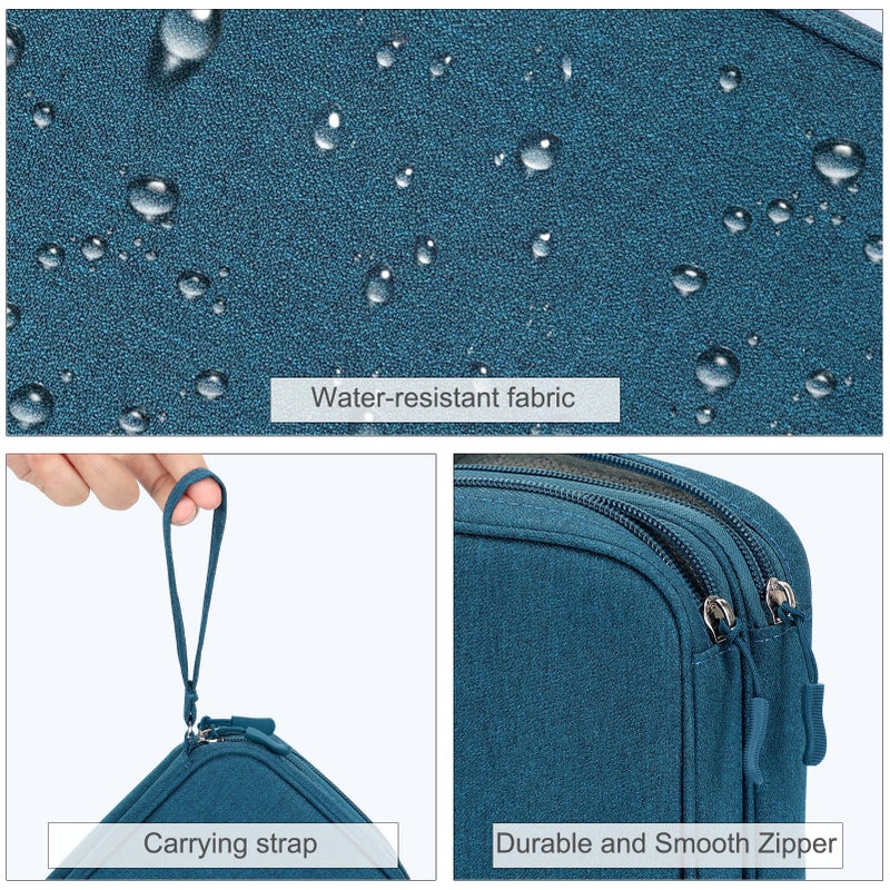 FYY Electronic Organizer, Large Travel Cable Organizer Bag Pouch Electronic Accessories Carry Case Portable Waterproof Double Layers All-in-One Storage Bag for Cable, Cord, Charger, Phone, Dark Green - Image 4