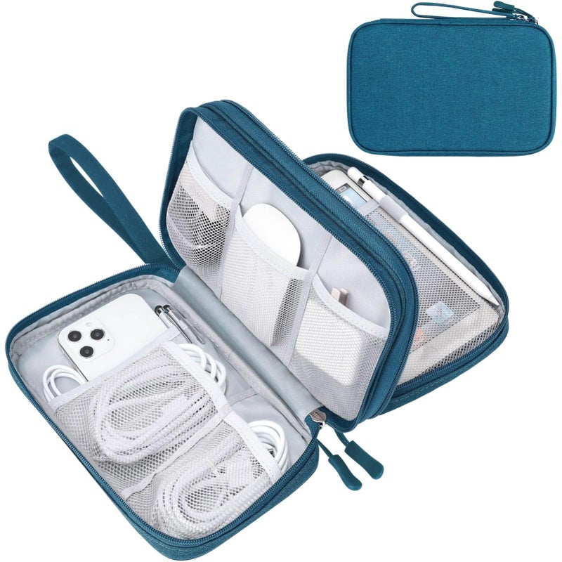 FYY Electronic Organizer, Large Travel Cable Organizer Bag Pouch Electronic Accessories Carry Case Portable Waterproof Double Layers All-in-One Storage Bag for Cable, Cord, Charger, Phone, Dark Green - Image 1