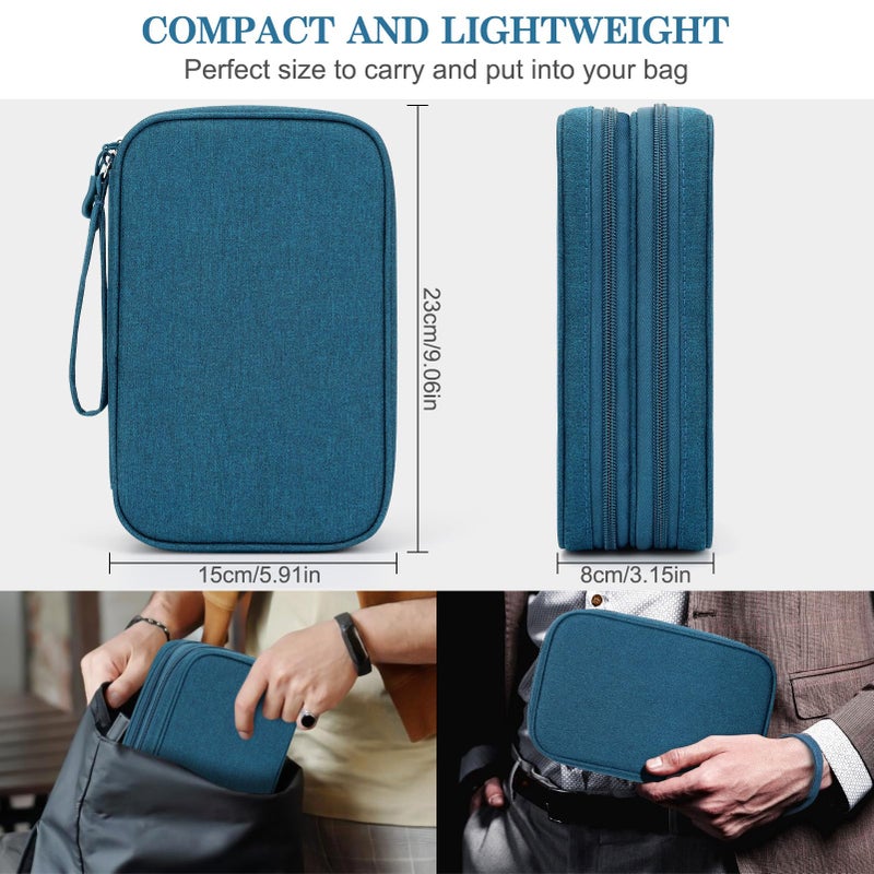 FYY Electronic Organizer, Large Travel Cable Organizer Bag Pouch Electronic Accessories Carry Case Portable Waterproof Double Layers All-in-One Storage Bag for Cable, Cord, Charger, Phone, Dark Green - Image 2