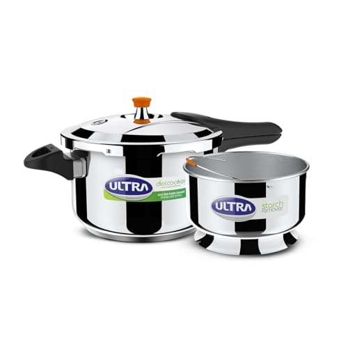 Ultra Duracook Diet Cooker 5.5 Litre | Excess Starch Remover | Diet Friendly | AISI 304 Food Grade Stainless Steel Cooker with 10 Years Warranty | Anti Bulging SCTS base | Spillage Control - Image 1