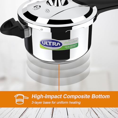 Ultra Duracook Diet Cooker 5.5 Litre | Excess Starch Remover | Diet Friendly | AISI 304 Food Grade Stainless Steel Cooker with 10 Years Warranty | Anti Bulging SCTS base | Spillage Control - Image 5