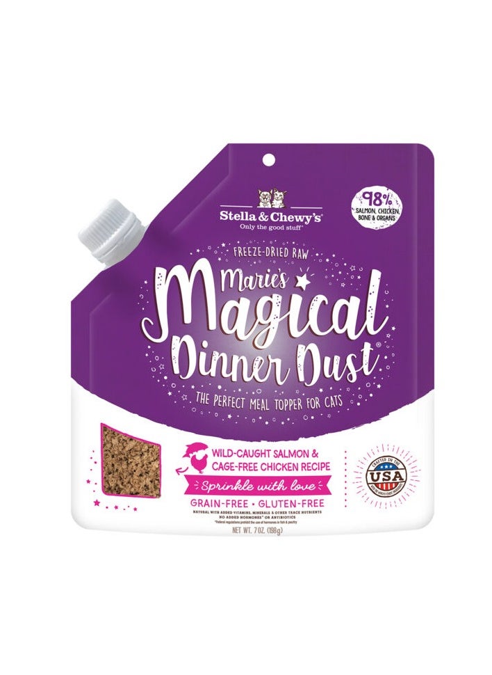 Stella & Chewys Stella & Chewys Marie’s Magical Dinner Dust Cat Wild Caught Salmon and Cage Free Chicken Recipe – 7 oz, Stella & Chewy's, Magical Dinner Dust, Cat Dinner Dust, Cat Kibble Topper, Stella & Chewy's Cat Food, Stella & Chewy's Freeze-Dried Raw, Cat Topper, Cat food  - Image 1